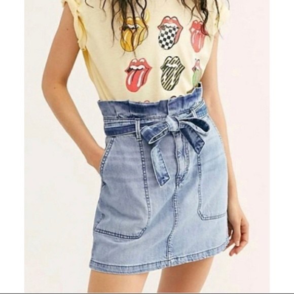 Free people Splendor in the grass denim high rise belted denim skirt - Picture 1 of 12